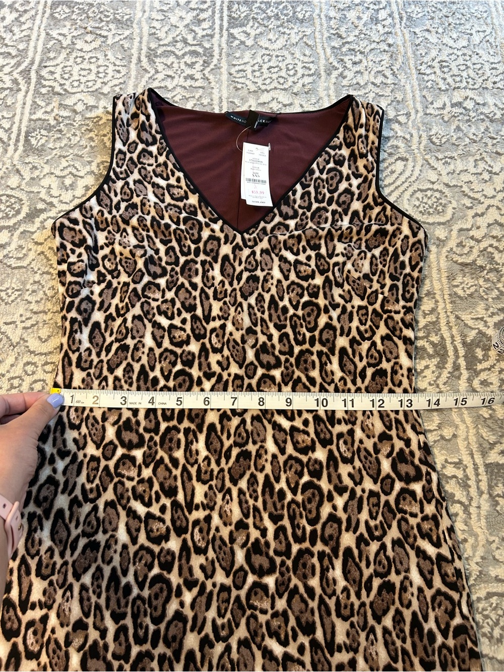🩷 NWT White House Black Market reversible sheath dress leopard/solid size XXS - Picture 9 of 12